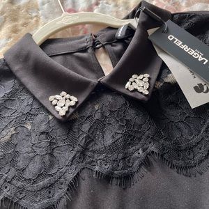 NWT Karl Lagerfeld black blouse sz medium.